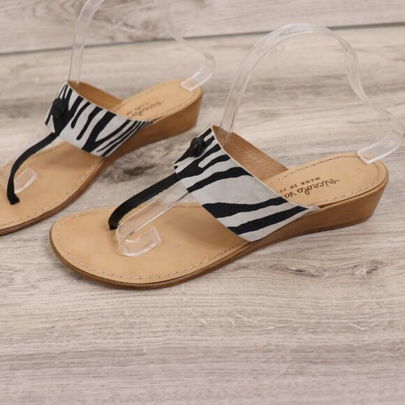 Niccolo Vacari Zebra Print Sandal Women’s 9.5 Suede Leather Made in Italy Wedge - Picture 11 of 14
